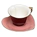 Tea and Coffee Cups with Saucers (Set of 6) by Classic Coffee & Tea|Charming, Inside Out Heart Shaped Cups Saucers|Fine Porcelain In 6 Colors with Gold Plated Ends & Handles|Great Gift Idea|6.5 oz