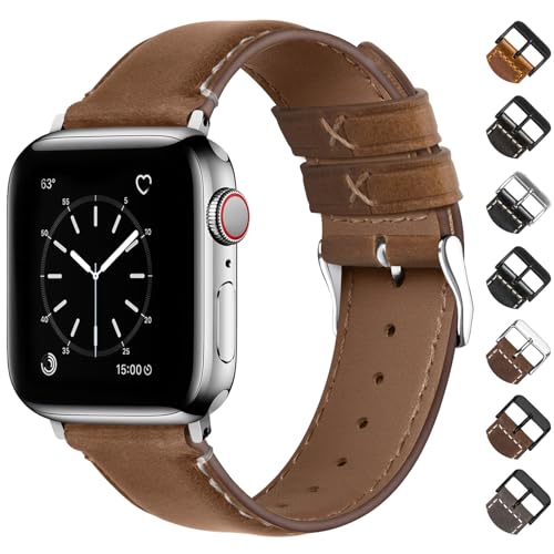 Fullmosa Correa Apple Watch 44mm 45mm 46mm（Series 11 10）42mm 49mm de Cuero Vintage Para Hombres Y Mujeres,Pulsera de Piel Real de Grano Superior para iWatch Se Ultra3/2/1 Series11/10/9/8/7/6/5/4/3/2/1