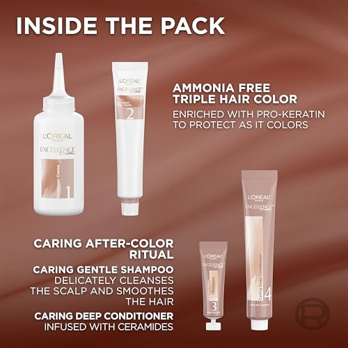 Image of L'Oreal Paris Excellence Universal Nudes Permanent Hair Color, Ammonia Free Hair Dye for Gray Hair Coverage, 7NR Natural Copper, 1 Hair Dye Kit