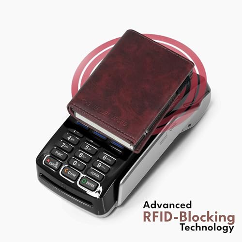 Image of The Wallet Store Defender RFID Protected Wallet | Pop-up Card Holder | Scan Proof Wallets for Men | Aluminium Case | Up to 8 Cards | Credit & Debit Card Holder (Wine)