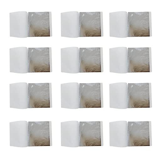 100 Hojas Papel de plata, Pan de plata de para Artes, Aplicar para para Manualidades, Pasteles, Horneado, Decoración de Pasteles(Plata) Cover