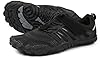 WHITIN Men's Trail Running Shoes Minimalist Barefoot Size 10 Wide Width Toe Box Gym Workout Fitness Low Zero Drop Light Weight FiveFingers Black 43