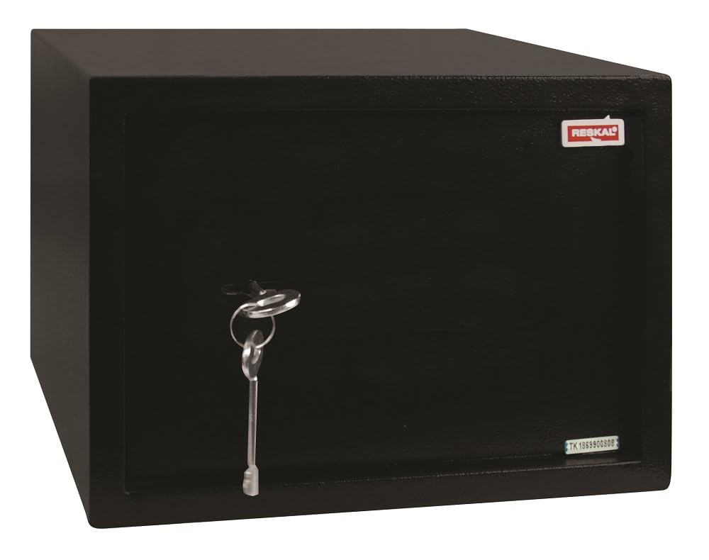 RESKAL – Coffre de Sécurité 9,9L avec Fermeture à Clé – 2 Pênes, Fixations Fournies – Dimensions 200x310x200 mm – Idéal pour Maison, Bureau, Protection Documents