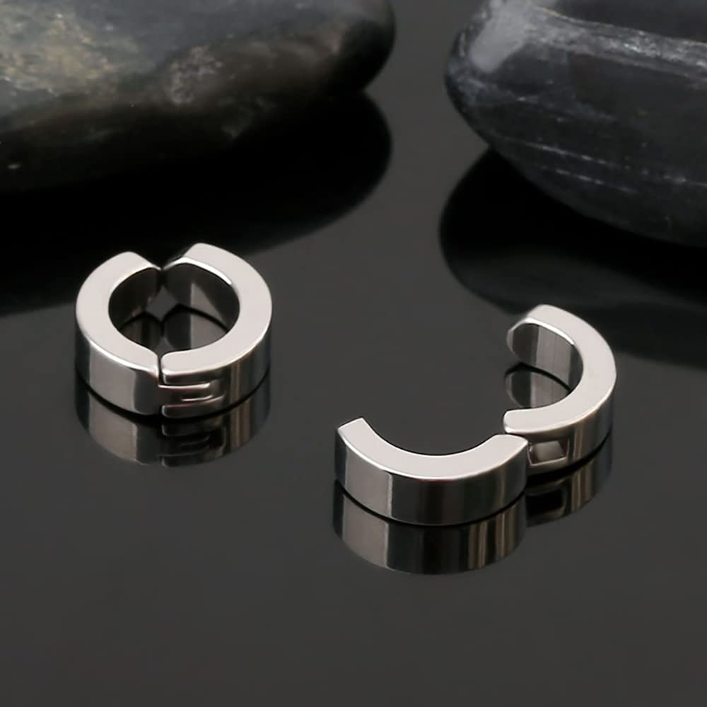 Pendientes de aro de acero inoxidable para hombre y mujer, 3 pares, Acero inoxidable 4