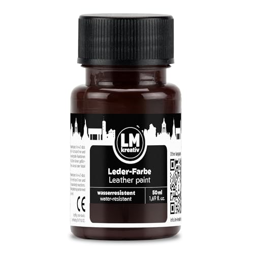 LM-Kreativ Lederfarbe 50ml - Braun - Hochwertige Farbe f&uuml;r Lederpflege und Leder Reparatur &ndash; Ideal f&uuml;r Sneaker, Schuhe und Taschen - Geeignet f&uuml;r Glattleder, Kunstleder und Lederoberfl&auml;chen