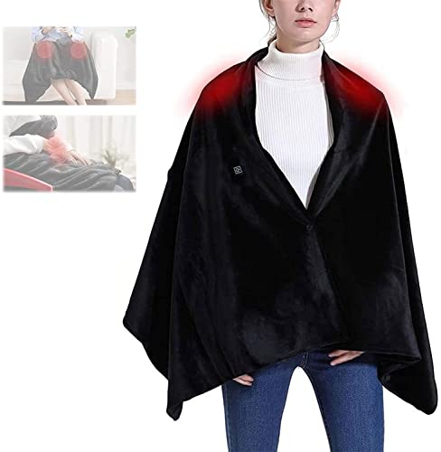 MQQ USB Chant De Couverture Chauffée Électrique -Cape Chauffante À La Machine-Capeflande Chauffante À Lancer Électrique Couverture De Flanelle for Chaise De Bureau De Voiture -avec 3 Réglages