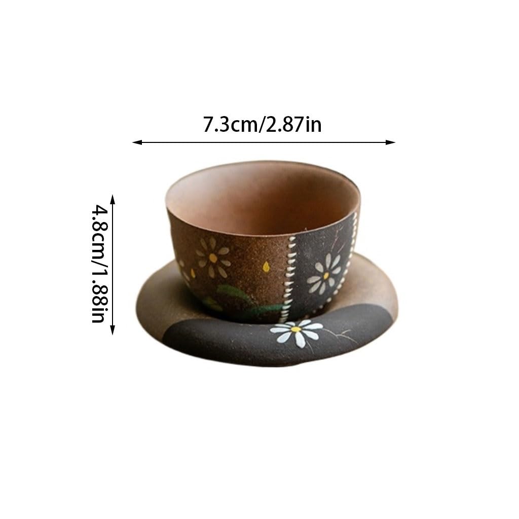 LAPADULA Infusore per il Tè Tazza da tè in gres creativo Tazza da tè in ceramica Kung Fu Tazza da caffè retrò con sottobicchiere Tazze da Tè