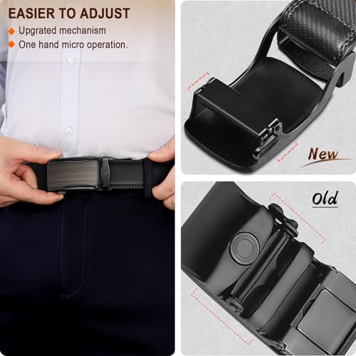 Image of BULLIANT Men Ratchet Leather Belt True-to-size 1 3 /8 inch-Gift Boxed | Smooth Sliding for Micro Fit | Holeless for Dress or Casual