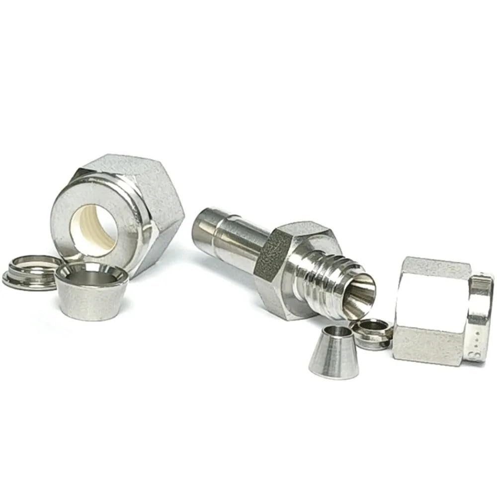 Unión de compresión de doble férula de 3 mm a 1/4" de diámetro exterior for tubo macho de compresión de acero inoxidable SUS316L