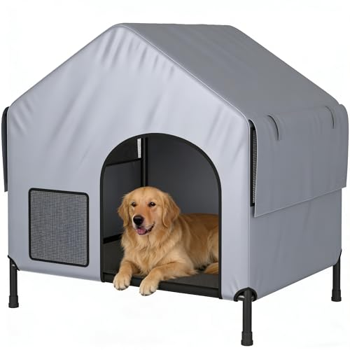 Waterproof Outdoor Dog House with Elevated Bed