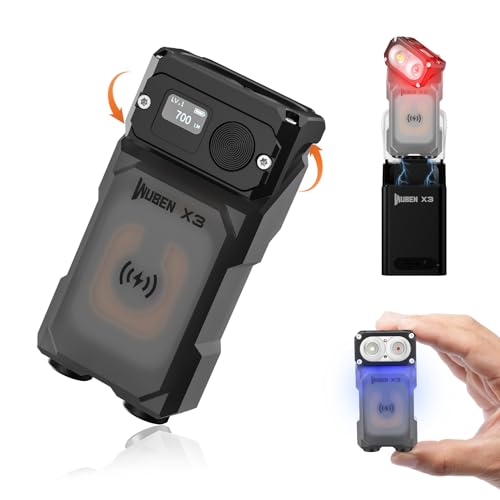 Image of WUBEN X3 Mini Flashlight with Rechargeable Charging Box 180 Degree EDC Keychain Flashlight Twist Ip65 Waterproof Magnet Pocket Flashlights 10 Mode Type-C Lanyard for Camping, Outdoor, Inspection, Gift