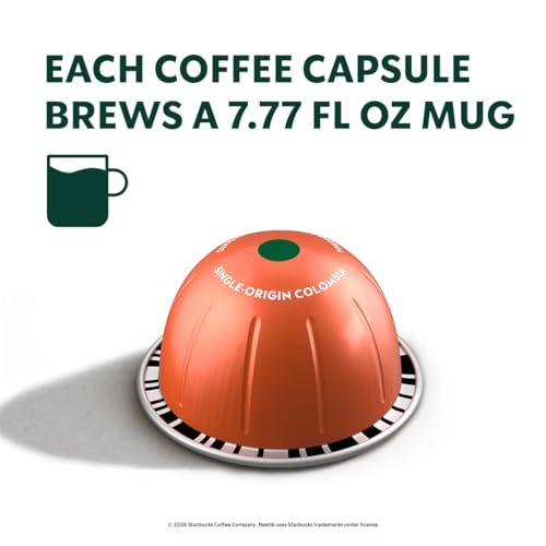 Image of Starbucks by Nespresso Vertuo, Single-Origin Colombia, 30-count Coffee Pods Medium Roast, Brews 7.8 oz