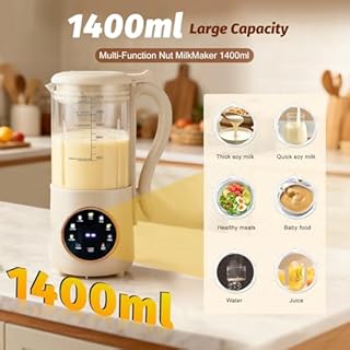Macchina per il latte di soia da 1400 ml, macchina per il latte di soia con 16 lame e 9 funzioni, macchina per il latte d'avena per latte di mandorla, latte vegetale, bevande a base di cereali, pulizi