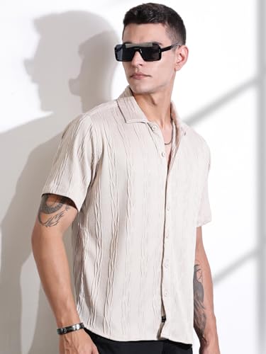 Image of Thomas Scott Men Polyester Blend Solid Oversized Fit Shirt