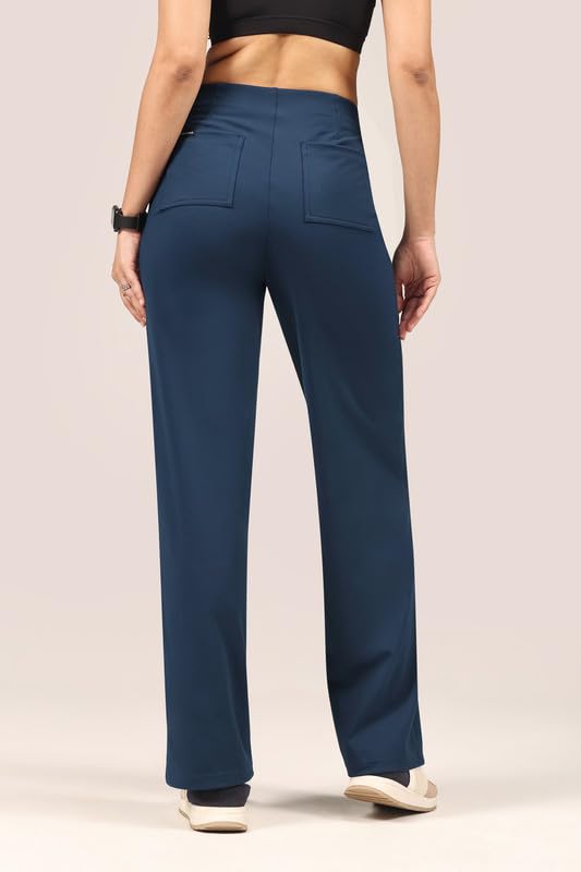 Image of BlissClub Womens Ultimate Sailor Pants- Regular High-Rise Straight-Leg Pants Soft Stretchy Fit Back Pockets Smart Casual & Everyday Wear (for Women Upto 5'4)