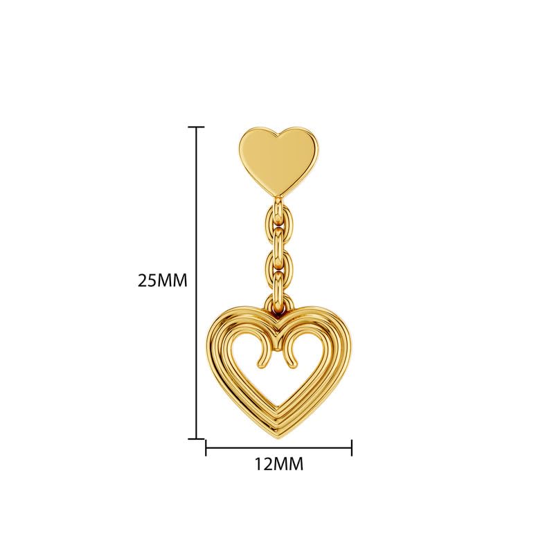 Image of Kisna 9 /14 /18 KT Sway Heart Yellow Gold Earring For Women