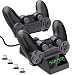 DinoFire PS4 Controller Charger, PS4 Charging Station for Controller DualShock USB Fast Charging Dock for Sony Playstation4 / PS4 Slim / PS4 Pro Controller with 4 Micro USB Charging Dongles