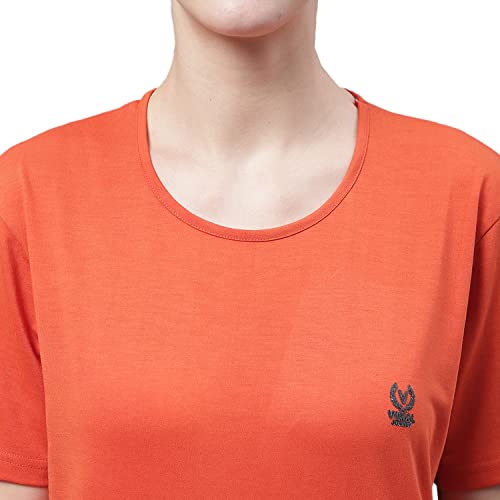 Image of Mack Jonney Women Round Neck Cotton Solid Regular Fit T-Shirt-T Anthraa 001-P