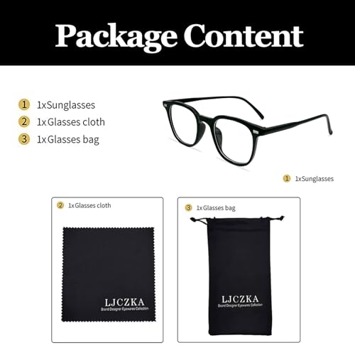 Image of LJCZKA Square Blue Light Blocking Glasses for Women Men Anti Headache and Eyestrain for Reading, Texting & Gaming