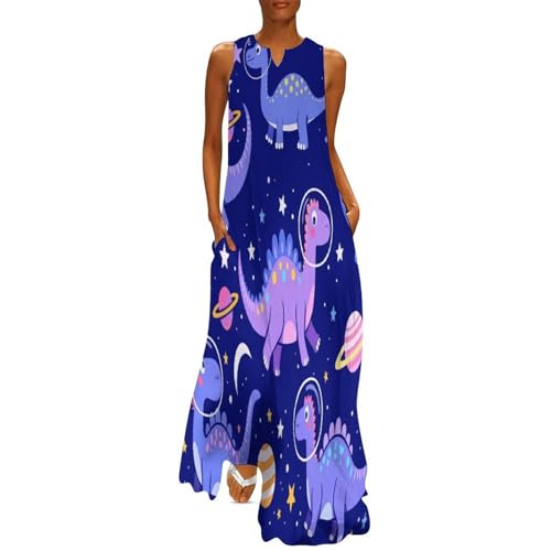 Robe longue femme grande taille ample imprimé dinosaure