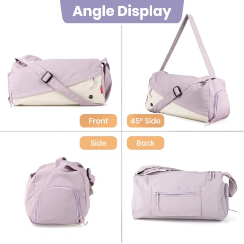 Image of PALAY Gym Bag with Shoe Compartment Purple Waterproof Travel Duffle | oxford cloth, large capacity, wet&dry compartment, trolley case strap, color blocking, suitable for weekend, vacation, sports