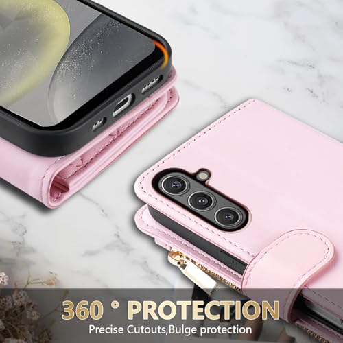 Étui portefeuille Samsung S25 FE en cuir avec verre trempé et dragonne