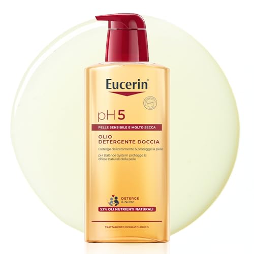 Eucerin pH5 Olio Detergente Doccia 400 ml, Olio detergente corpo con Oli Naturali per una detersione quotidiana delicata, Oliodoccia pelle secca e sensibile per tutta la famiglia