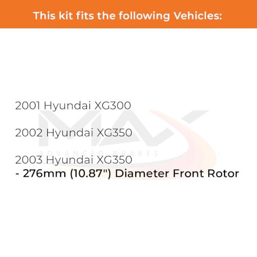 Image of Max Advanced Brakes Front Brake Kit Compatible With 2001 Hyundai XG300 2002 2003 XG350 w / 10.87 inch Dia Fr Rotor Replacement Premium OE Disc Brake Rotors and Ceramic Brake Pads