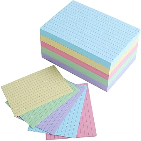A6 Index Card, Ruled Record Card- 5 Colors (400 Sheets) Cover