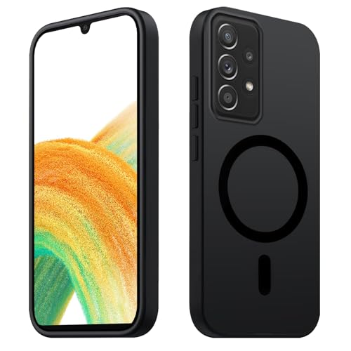 Tawarror Magnetische für Samsung Galaxy A33 5G Hülle Matt Transluzente Handyhülle für Samsung A33 PC Rückseite Kratzfest TPU Fallschutz Stoßfest Anti-Fingerabdruck Matte Schutzhülle Schwarz