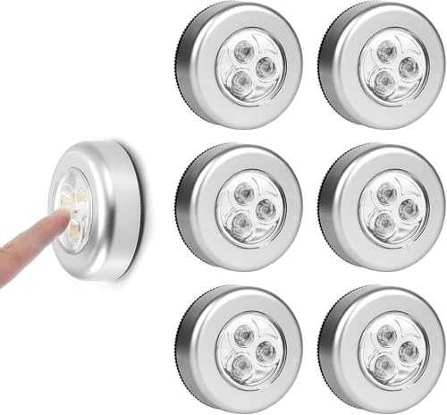 Cerioll 6 Pezzi Luce Adesiva a Batteria Luce Led Adesiva a Batteria Luci Touch LED Touch per Armadio Luci Armadio con sacchetto di stoccaggio Piccola Notturna per Guardaroba Cucina Scale