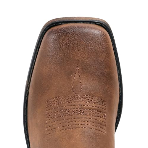 IUV Cowboy Boots For Women Square Toe Western Boots Mid Calf Cowgirl Boots Pull On Embroidered Brown Cowboy Boots3