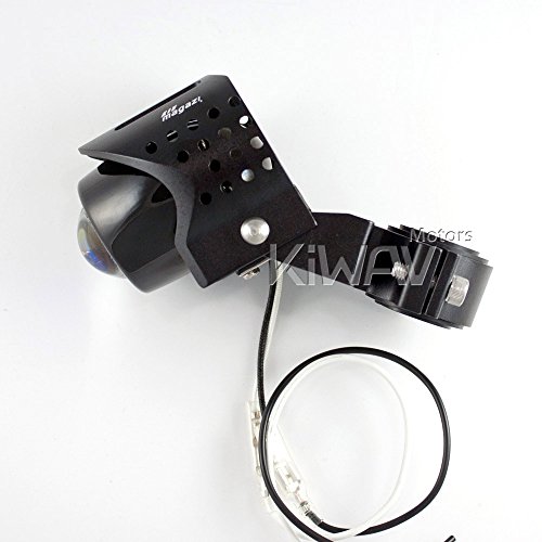 KiWAV Magazi Luz Antiniebla Redonda Lente Azul Haz Ámbar Carcasa CNC Negra 1 pieza + Kit de Cableado WK-003 miniatura 3