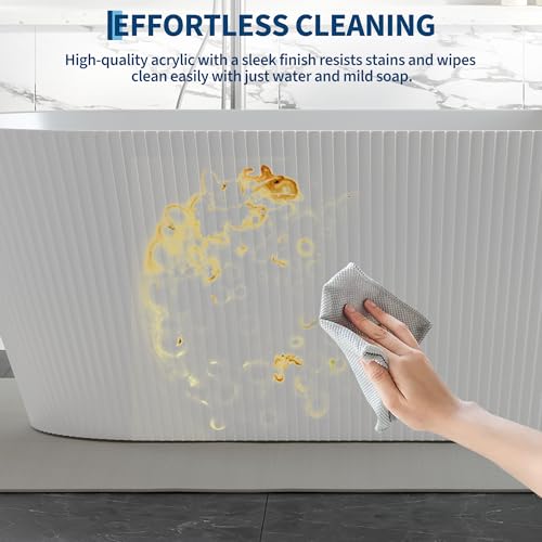 Image of GarveeLife 59 Inch Freestanding Bathtubs, Soaking Tub, Modern Free Standing Bathtub with Integrated Overflow, Deep Ergonomic Design for Spa-Like Relaxation, Acrylic