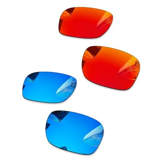 Combine8 2 pares de lentes de reposição ploarizadas para óculos de sol Oakley Sylas OO9448 57 mm - vermelho fogo + azul gelo