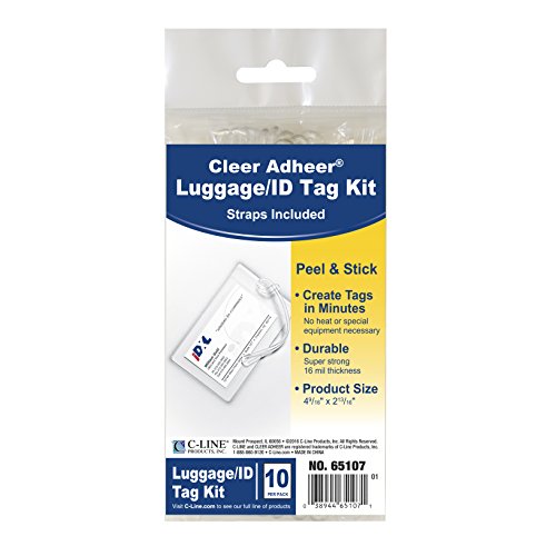 C-Line Super Heavyweight Cleer Adheer Luggage/ID Tag with Straps, 4-9/16 x 2-13/16 Inches, 10 per Pack (65107)3