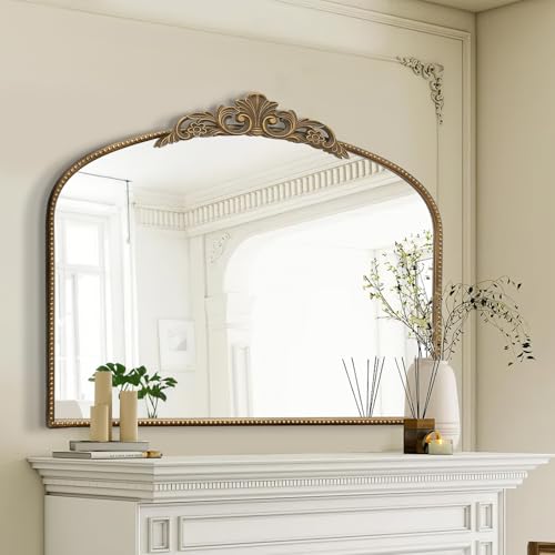 Micasso Large Antique Gold Mirror: 29"x 36" French Baroque Arched Mirror - Traditional Ornate Vintage Mirrors for Wall/Mantel/Entryway/Bathroom/Hallway - Home Decor for Living Room