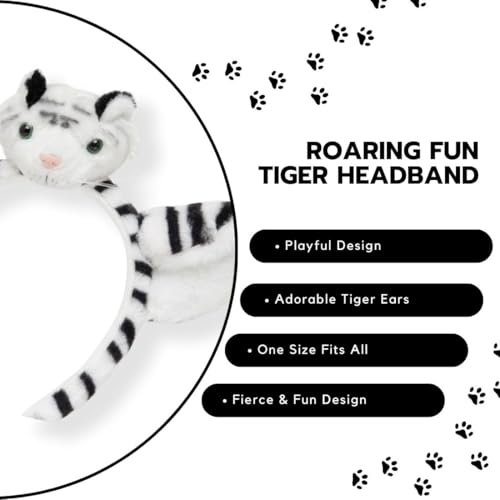 Image of Radhu & Kabby Hairband for Kids | Headband for Girl with Tiger Ears | White Animal Figure Hairband | Fun Dress-Up Accessory for Girls and Boys | Soft and Comfortable | One Piece