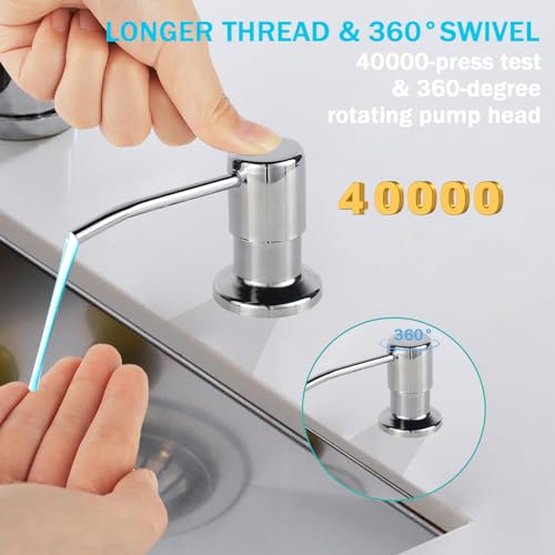 Alwanta Built In Soap Dispenser For Kitchen Sink, Chrome Stainless Steel Countertop Pump Head  thumb #4