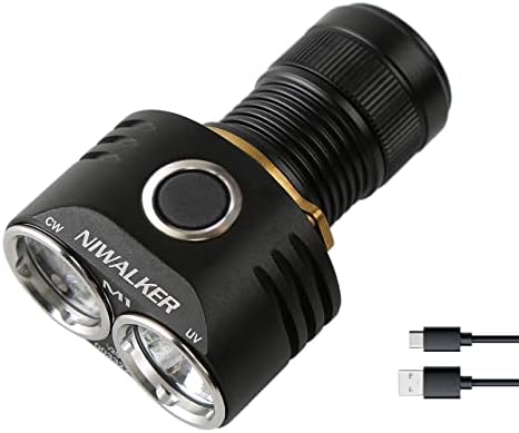 Niwalker ET Mini V2S 365nm UV Flashlight, Magnetic Tailcap Handheld Flashlights, Type-C Rechargeable Flashlight,Dimming 2100 Lumen EDC LED Pocket Flashlight,Battery Included - UV & NW