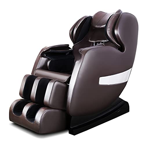 TYJJ Massage Chair, Zero Gravity Massage Chair Full Body Shiatsu Electric Massage Chair with S-Track, 3D Massage Chairs Full Body and Recliner with Heat,Vibrating & Foot Roller,Brown