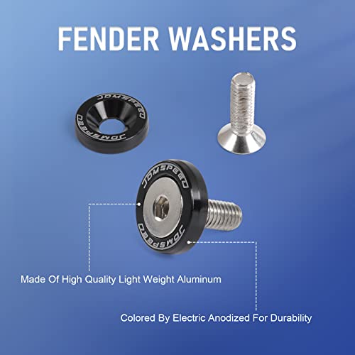 JDMSPEED 20 Pcs Black CNC Billet Aluminum Fender Washer Engine Bay Dress Up Kit