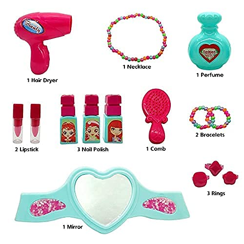 Coracy Children Beauty Makeup Kit Pretend Play Fashion Set Toy with Carry case Suitcase Multi Color 2