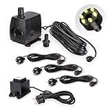 CLGarden Springbrunnen Pumpe SP3 mit Licht 3x LED Ring Beleuchtung warm weiß 12V Springbrunnenpumpe für Gartenbrunnen Quellstein Wasserspiel 1300 l/h