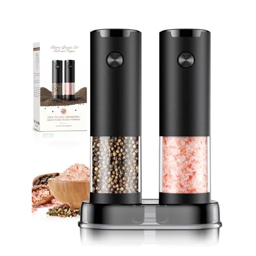 Electric Salt and Pepper Grinder Set Automatic Battery Pepper Mill Shakers Adjustable Coarseness Upgraded Larger Capacity with Led Home and Kitchen Appliances Birthday Gifts for Women Mom