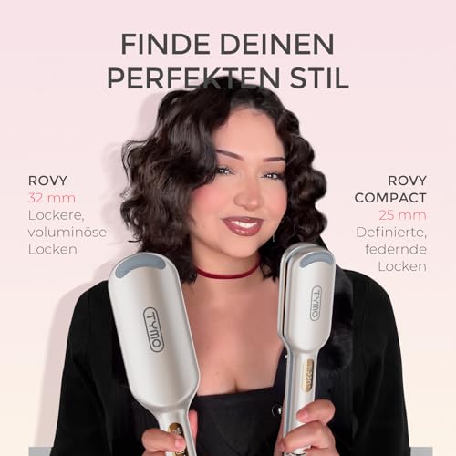 TYMO ROVY Compact Welleneisen für haare, Lockenstab große Locken geeignet für Anfänger, Sofortiges Wellen, 25mm Ionen Hair Curler für kurze Haare mit 4 Temperaturen LED-Anzeige, Anti-Verbrennung, Gold