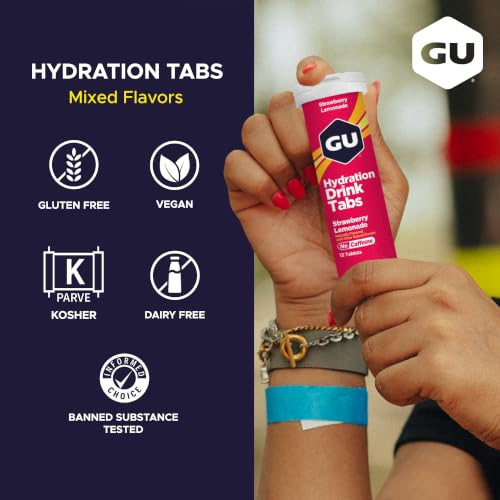Image of GU Energy Hydration Electrolyte Drink Tablets, Enhanced Endurance Sports Drink for Running, Cycling, Triathlon, 4-Count (48 Servings), Assorted Flavors