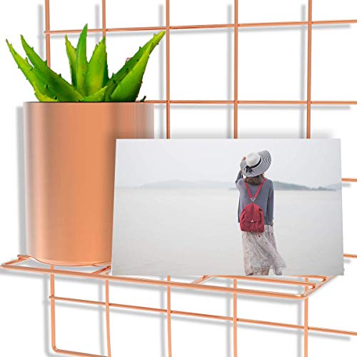 Pulatree Grid Photo Wall(Ultra Large), Wire Wall Grid Panel For Photo Hanging Display Metal Grid Wall Decor Organizer Mesh Panels Display Wall Storage 37.4 X 17.7 Inch - Rose Gold #TOP5