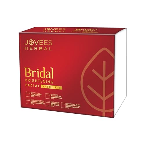 Jovees Herbal Bridal Brightening Facial Kit For Brighter & Radiant Glow With 5 Easy Steps | Kit for Reduced Pigmentation Improves Uneven Skin Tone, Dark Spots & Dullness- Multiple Use