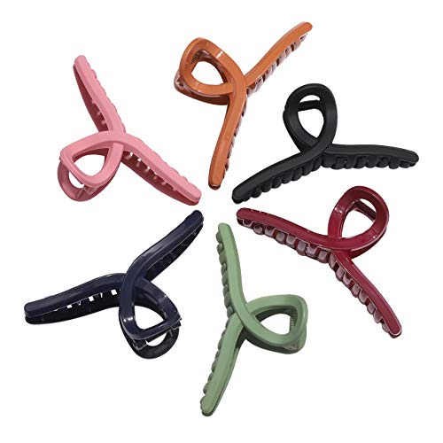 Big Hair Claw Clips for Women Girls Claw Hair Clips Matte Bright Hair Accessories Bar Hair Claw Butterfly Clips for Thin Hair 6 Candy Colors